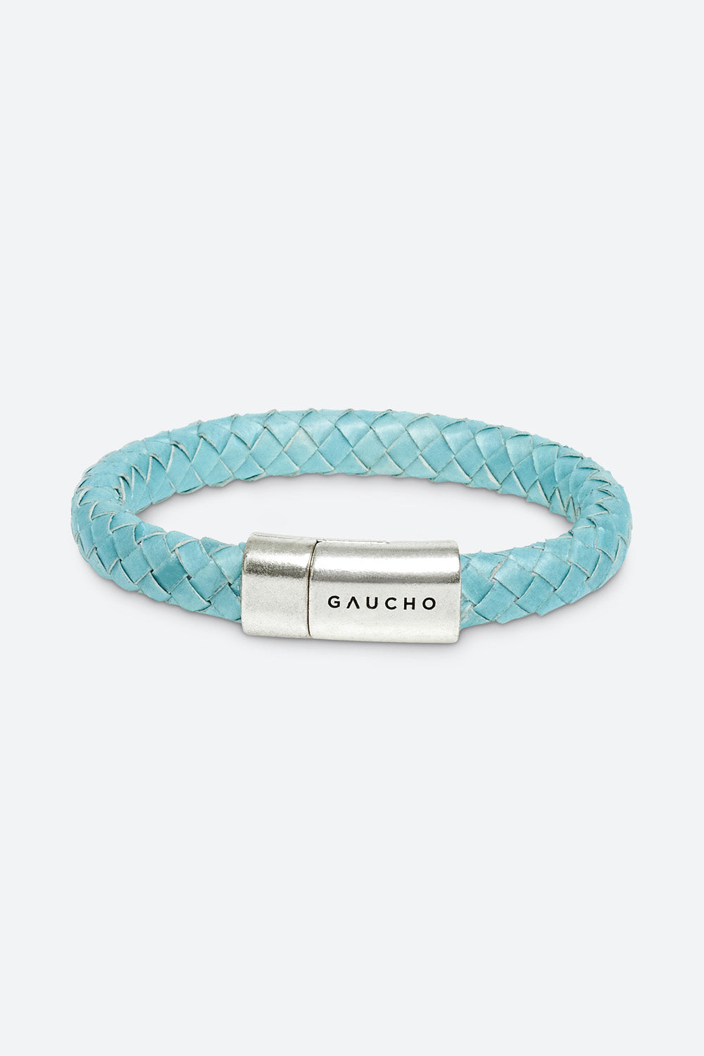 Braided Leather Bracelet in sky blue