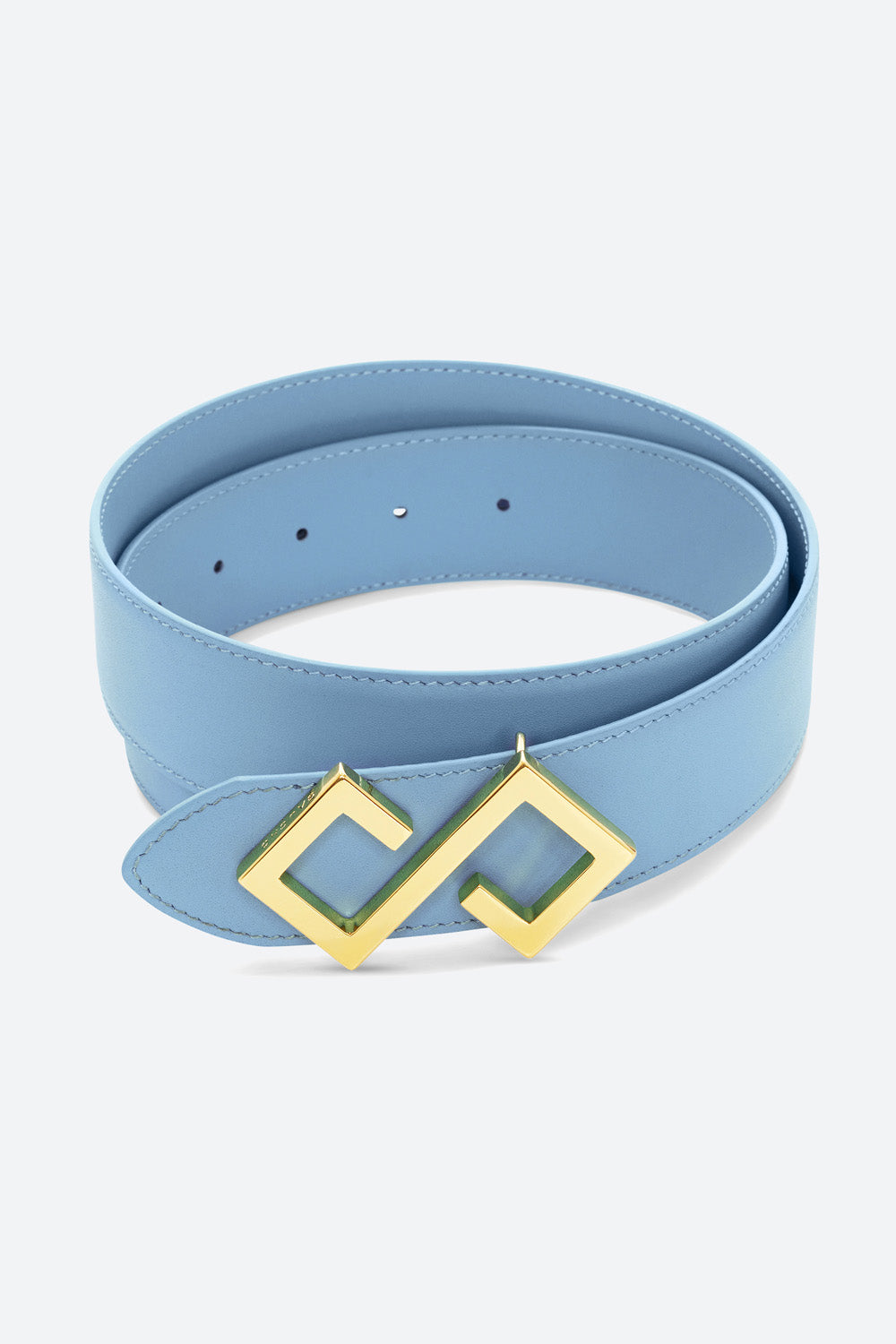 Stylish Sky Blue Leather Belt with Gold Buckle Concitor Men main image 2