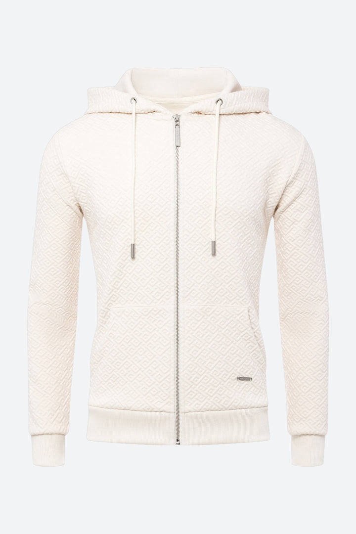 Men's Alsina Gaucho Pattern Zip Hoodie in Cream