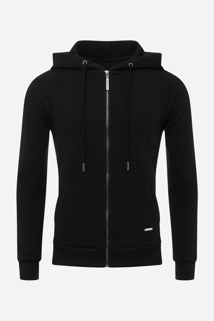 Alsina Gaucho Pattern Zip Hoodie in Black