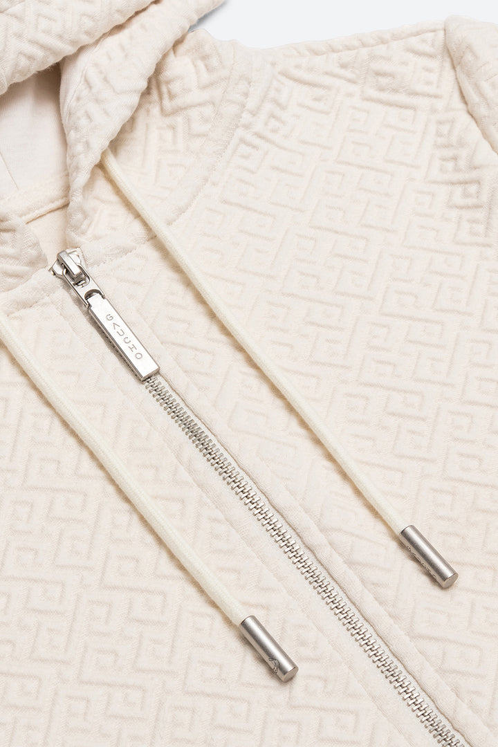 Women's Alsina Gaucho Pattern Zip Hoodie in CreamWomen's Alsina Gaucho Pattern Zip Hoodie in Cream