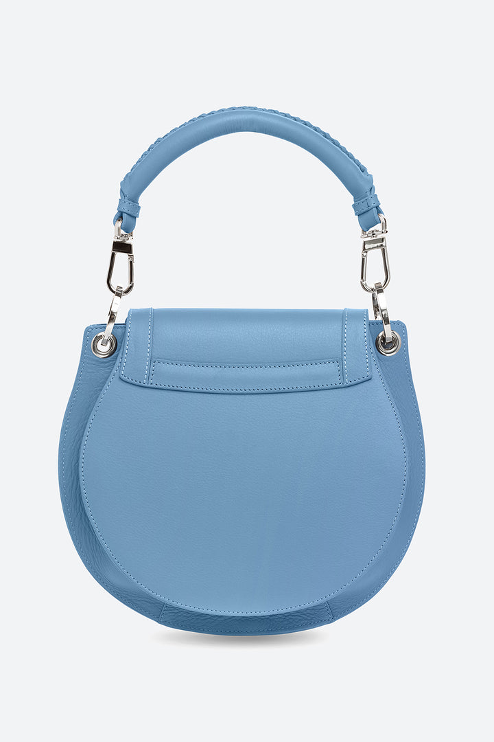 The Lucky Bag, Leather Saddle Bag in Sky Blue
