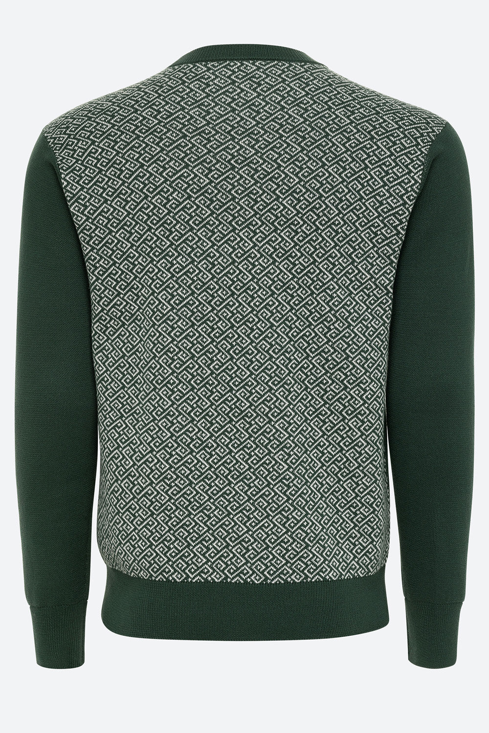 Ivo Cotton Knit Logo Back Sweater in Green and Off-White