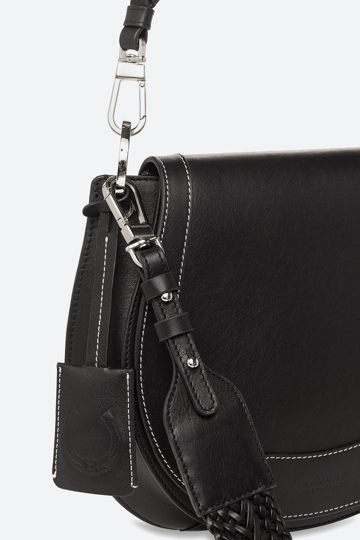 The Lucky Bag, Leather Saddle Bag in Black
