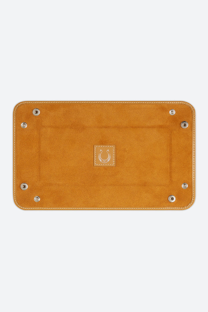 Medium Rectangular Leather Valet Tray in Apricot