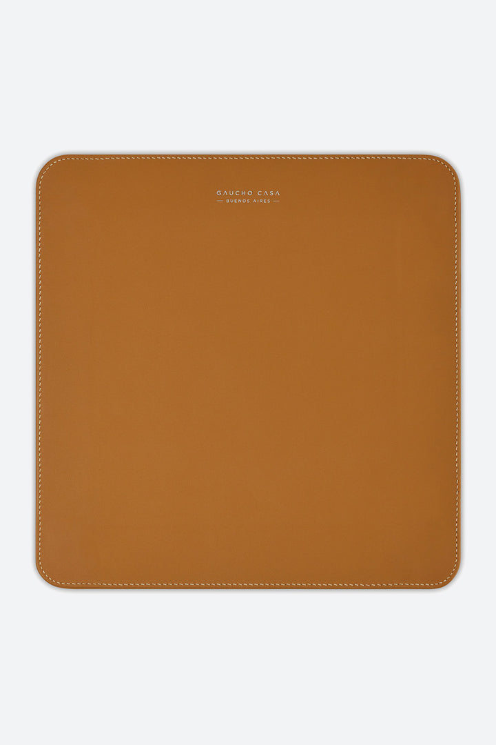 Large Square Leather Valet Tray in Apricot