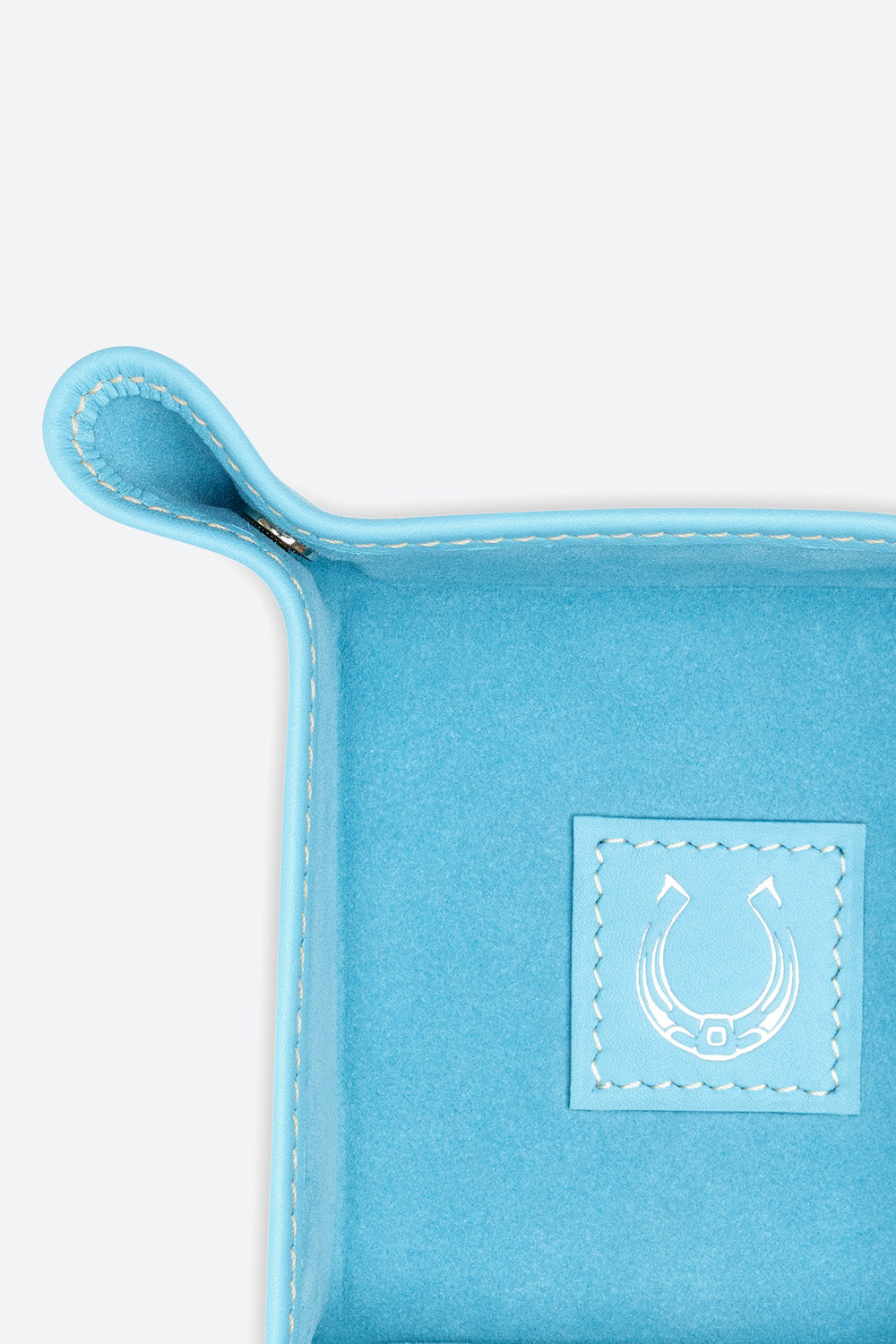 Small Square Leather Valet Tray in Light Blue