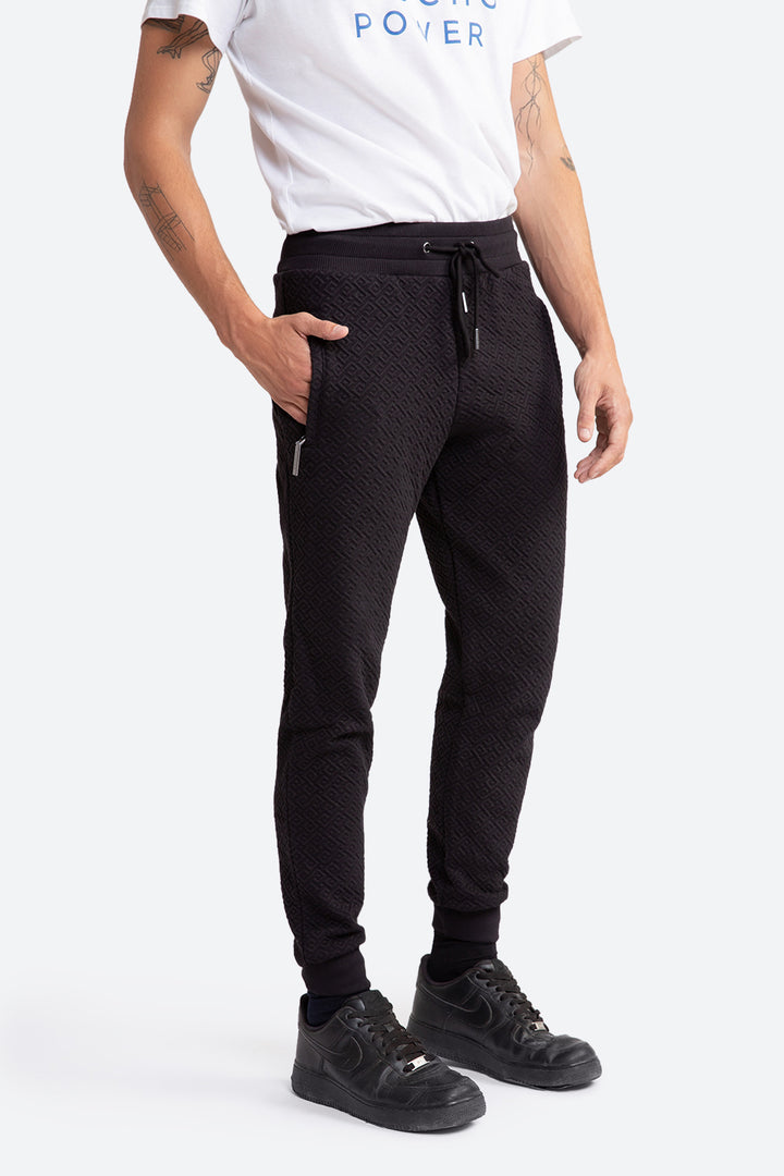 Men's Belgrano Gaucho Pattern Track Pants in Black