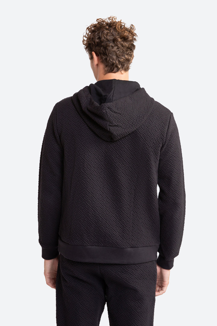 Men's Alsina Gaucho Pattern Zip Hoodie in Black