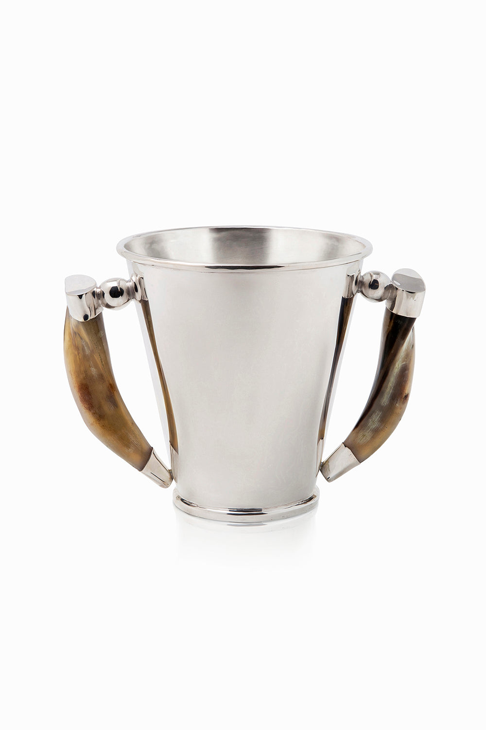 Palpala Ice Bucket, Brown Horn, Polished Silver
