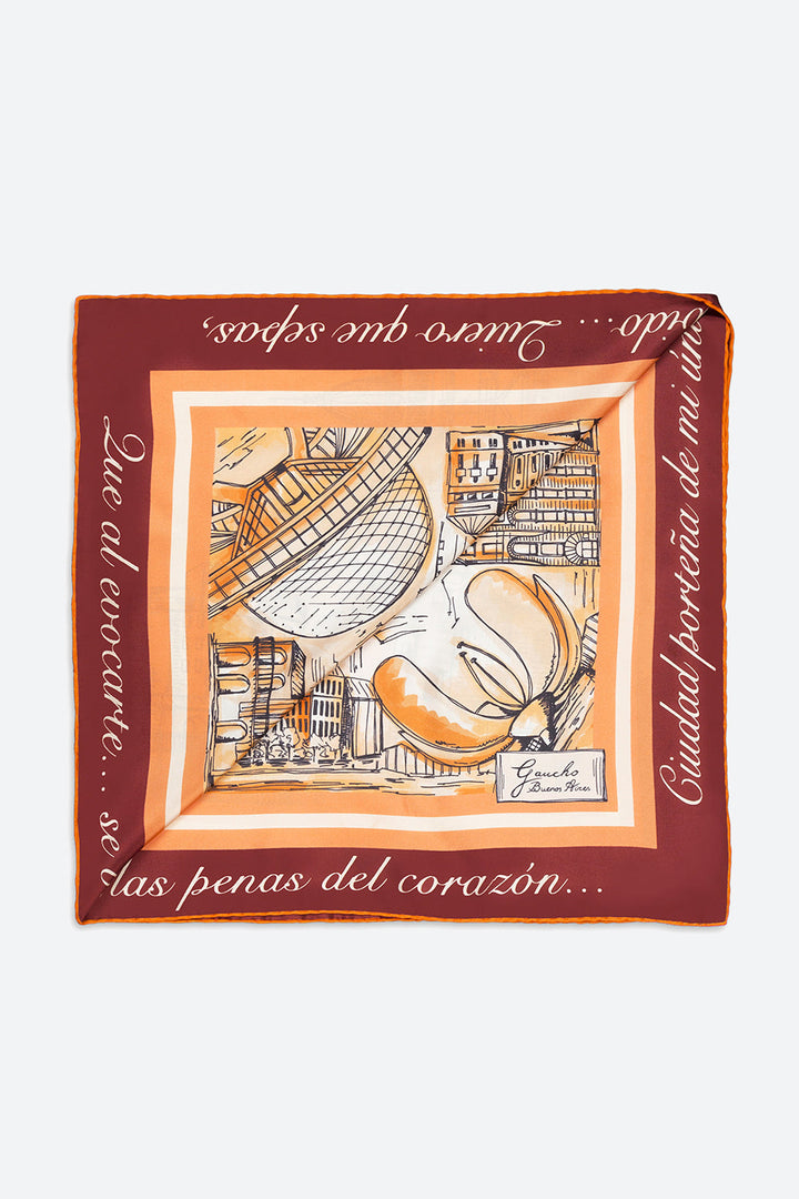 Silk Capital Scarf in Red Orange