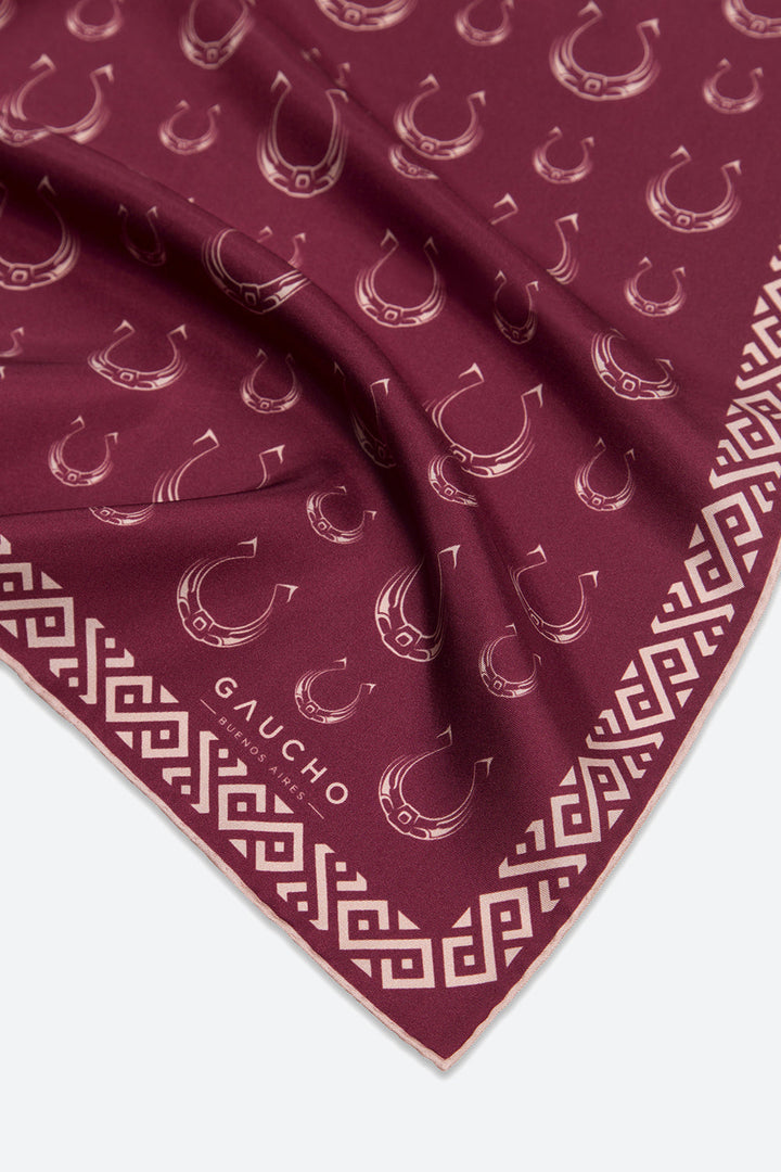 Silk Herradura Pocket Square in Burgundy