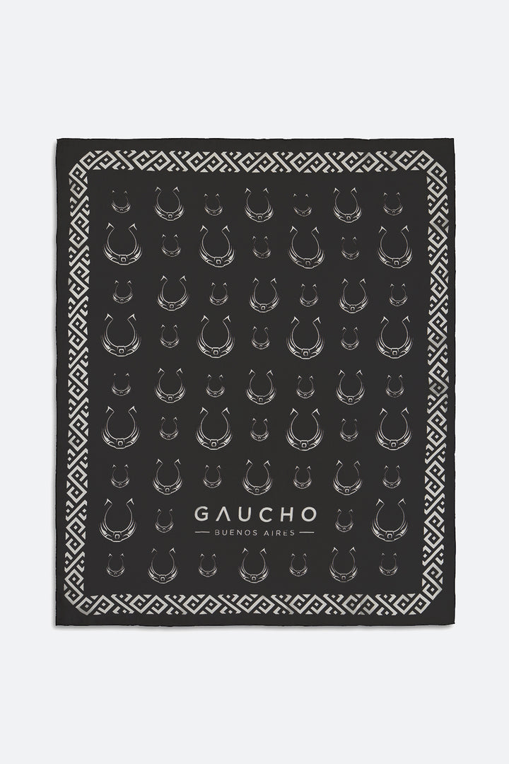 Hand-finished Icon Silk Scarf in Black