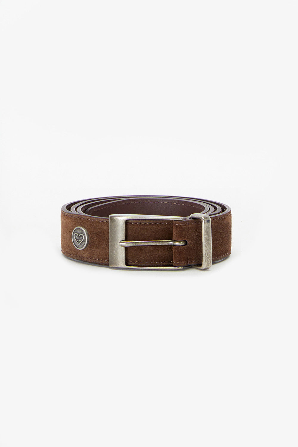 Augusto Heartbeat Suede Belt in Coffee Bean Brown