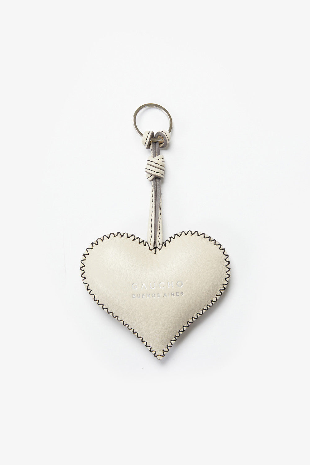 Heart-shaped keychain with a silver ring on a white background