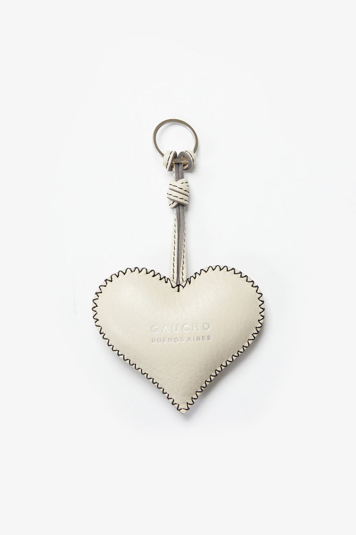 Heart-shaped keychain with a silver ring on a white background