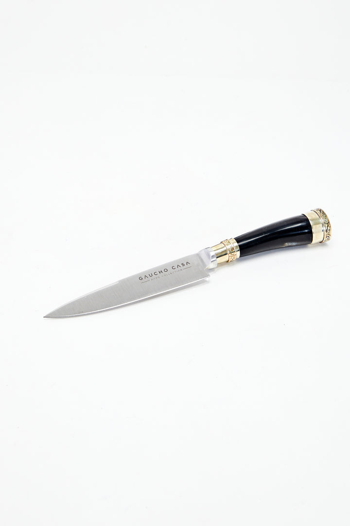 Tandil Asado Knife - Cow Horn & Nickel-Silver Handle with Snakeskin Sheath