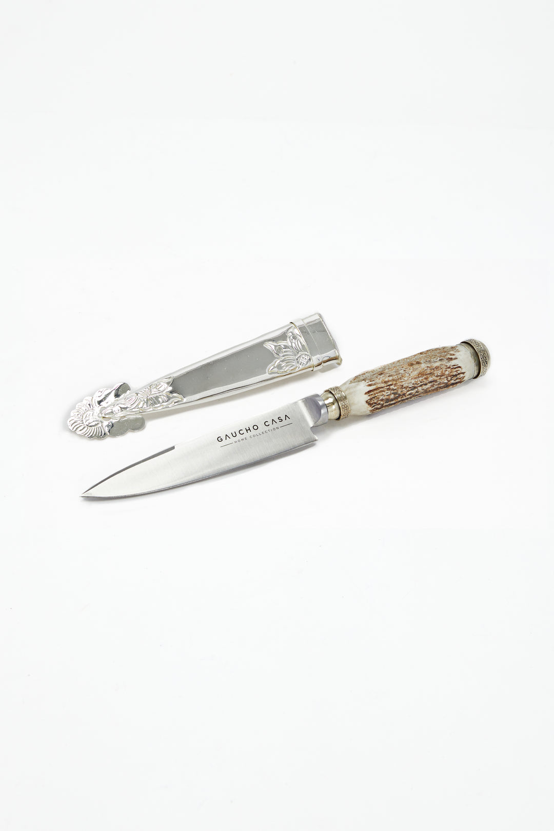 Tandil Knife with Deer Horn and Luxury Silver Coated Alpaca Alloy Sheath
