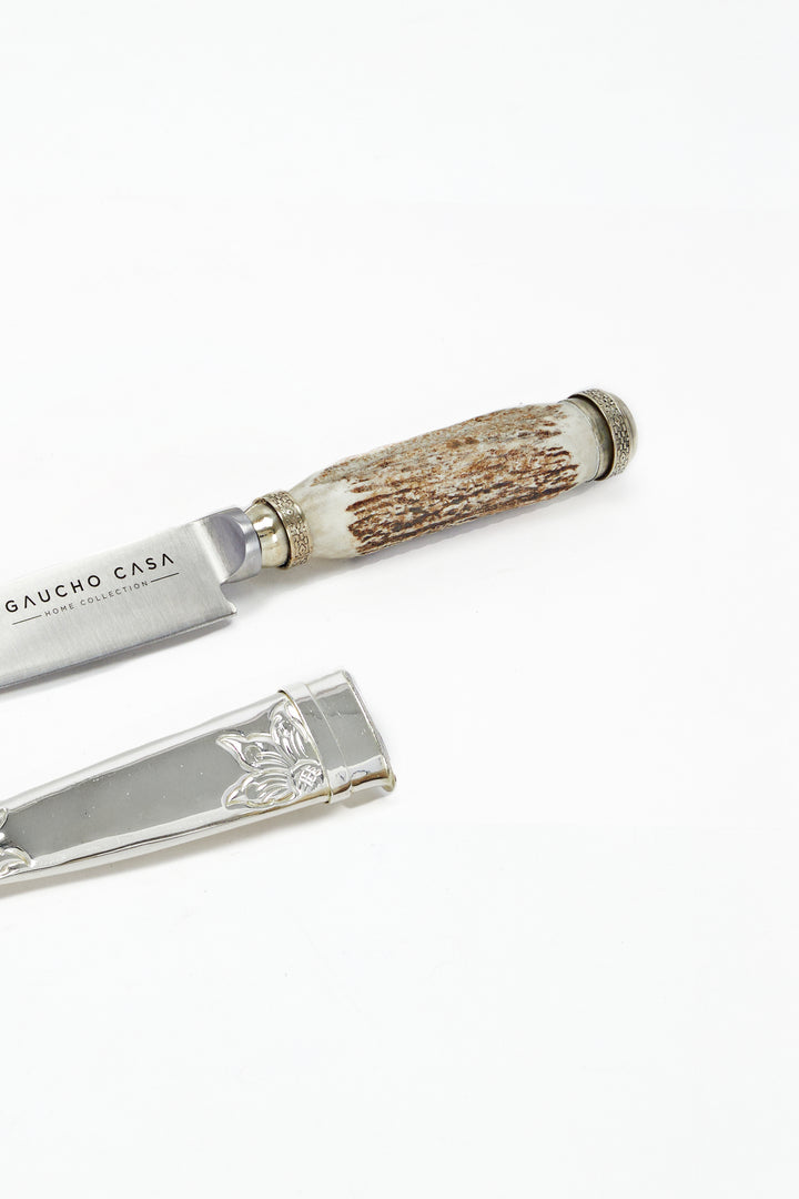 Tandil Knife with Deer Horn and Luxury Silver Coated Alpaca Alloy Sheath