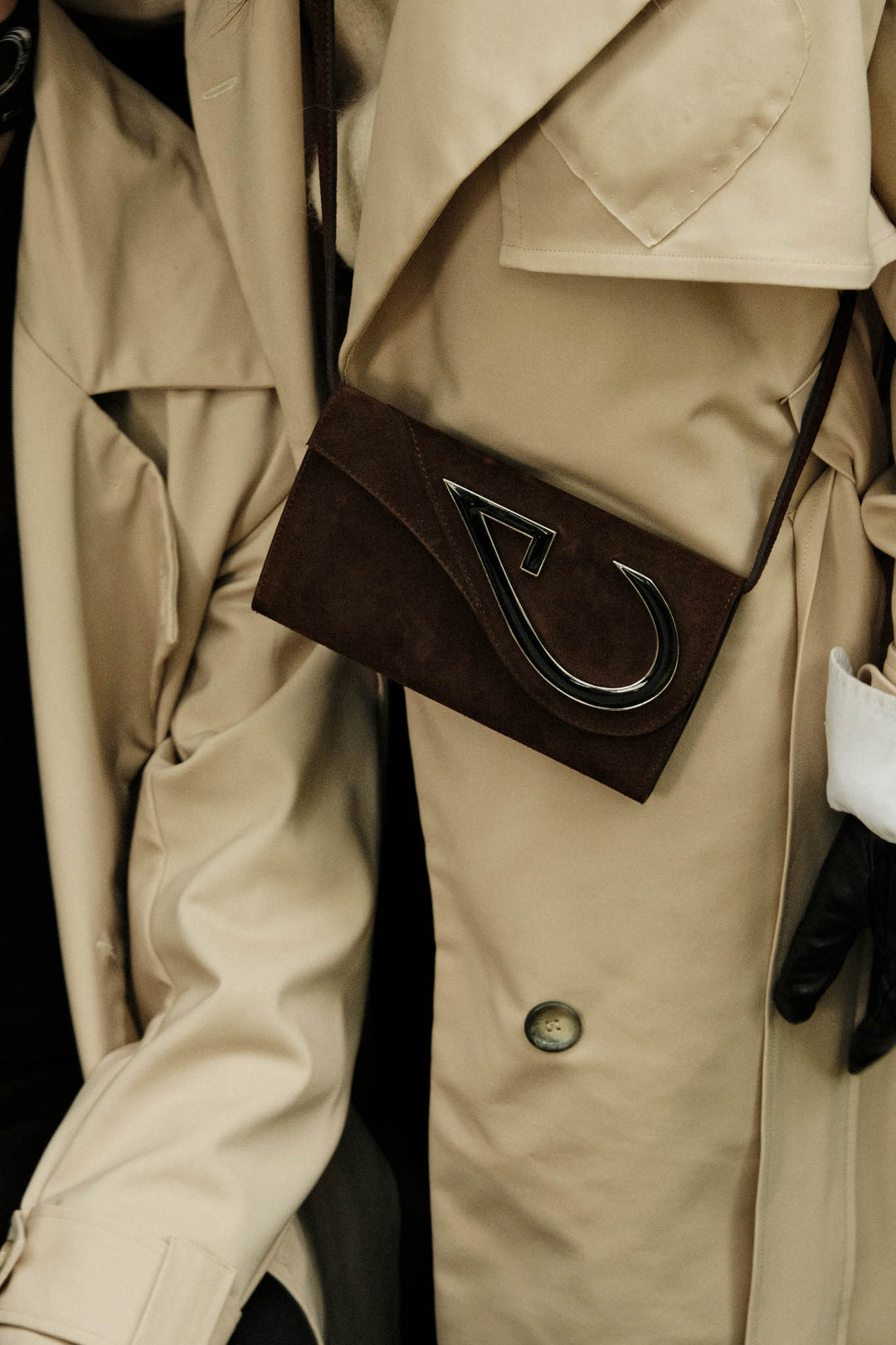 Josefina Suede Clutch Bag in Coffee Bean Brown
