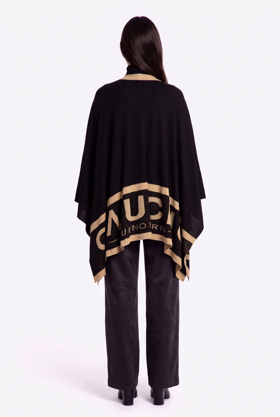 Gaucho Ruana in Black and Camel