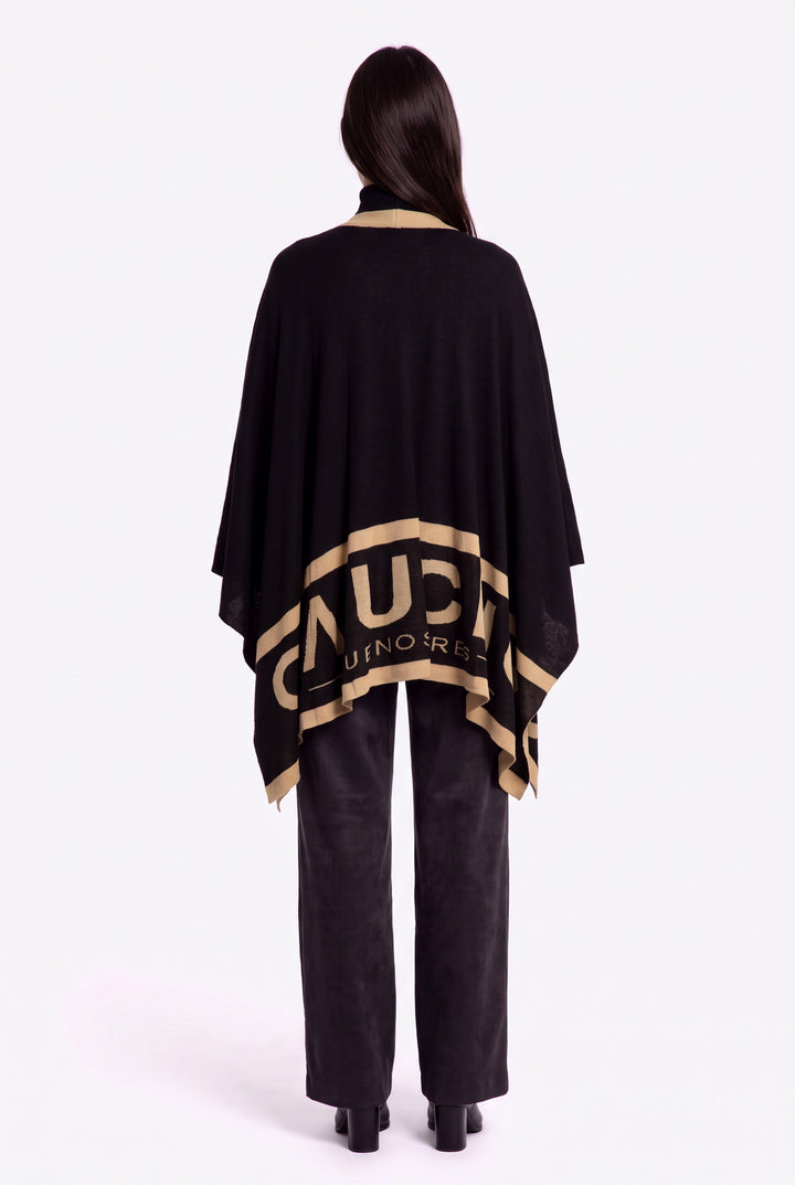 Gaucho Ruana in Black and Camel