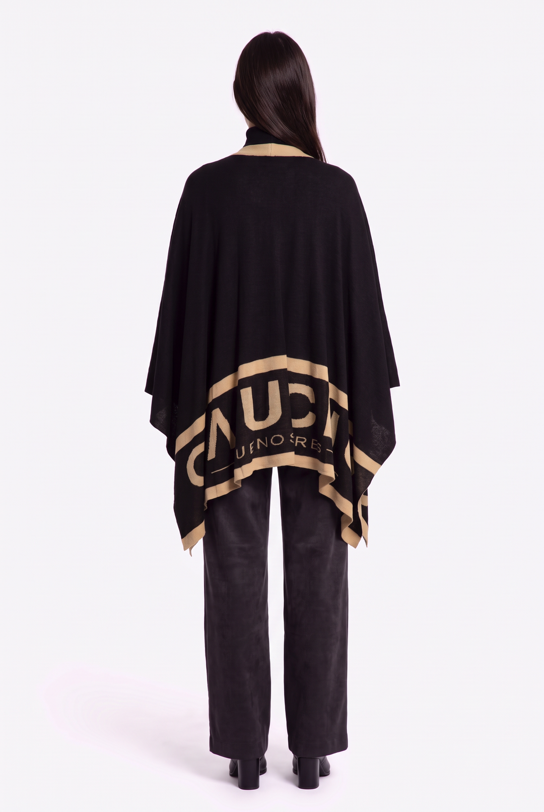 Gaucho Ruana in Black and Camel