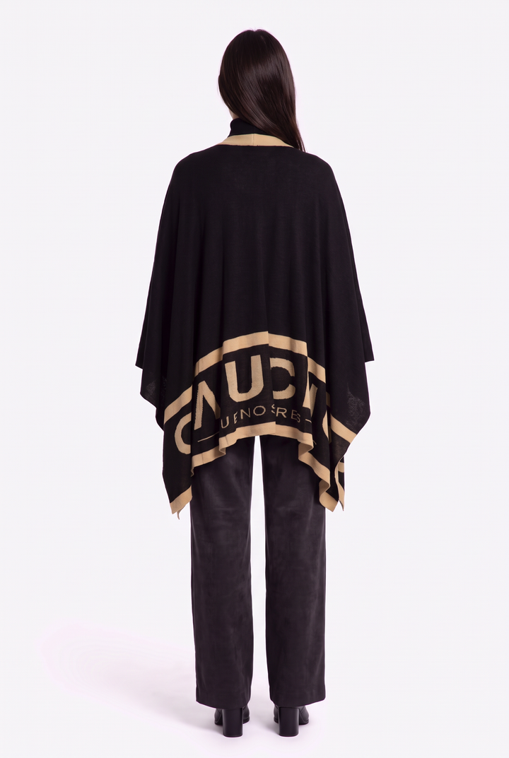 Gaucho Ruana in Black and Camel