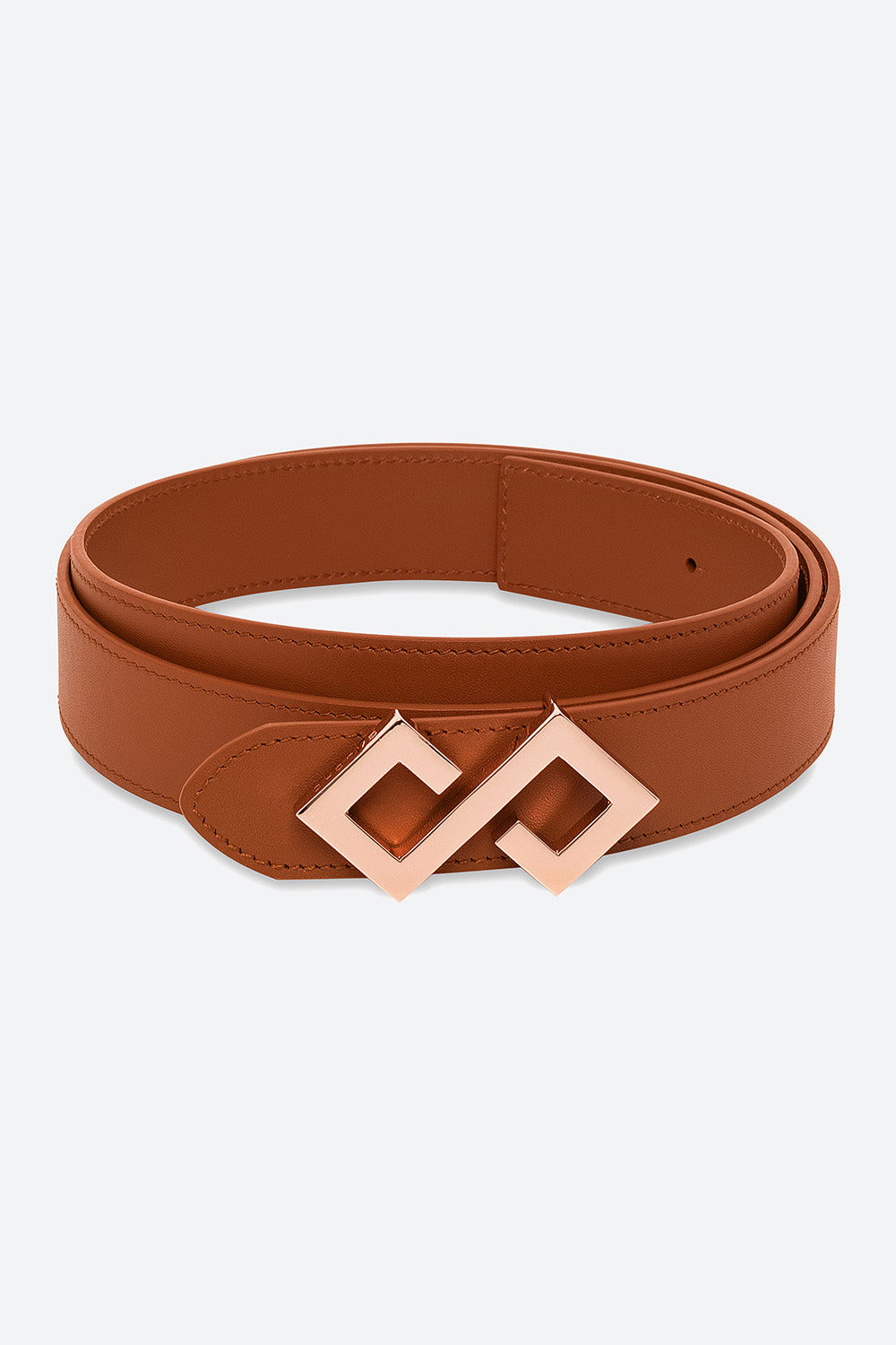 Women's Alvear Belt in Cognac, Rose Gold-toned Buckle