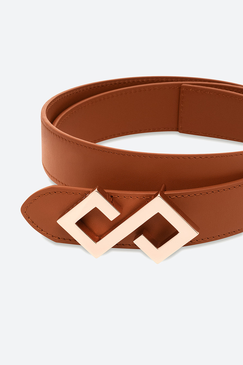 Women's Alvear Belt in Cognac, Rose Gold-toned Buckle