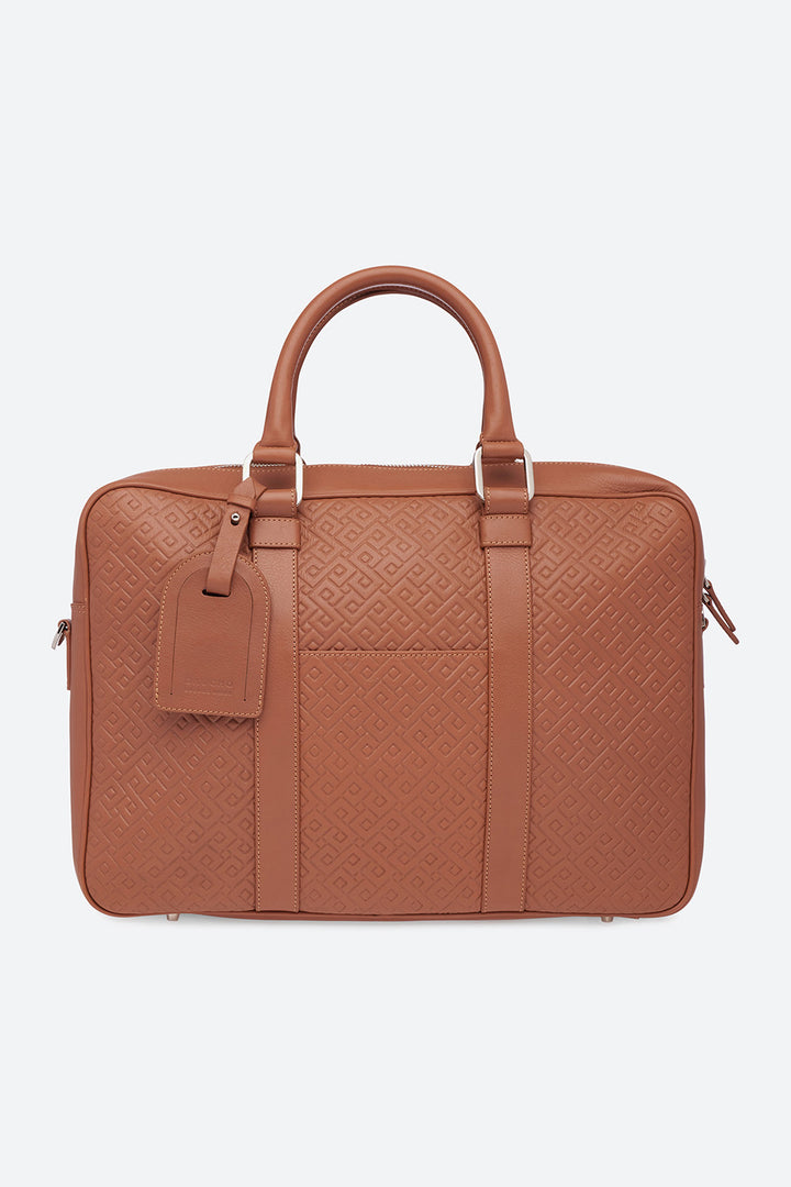 Lobos Briefcase Embossed in Cognac