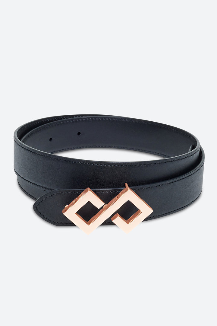 Men's Alvear Belt in Black, Rose Gold-toned Buckle