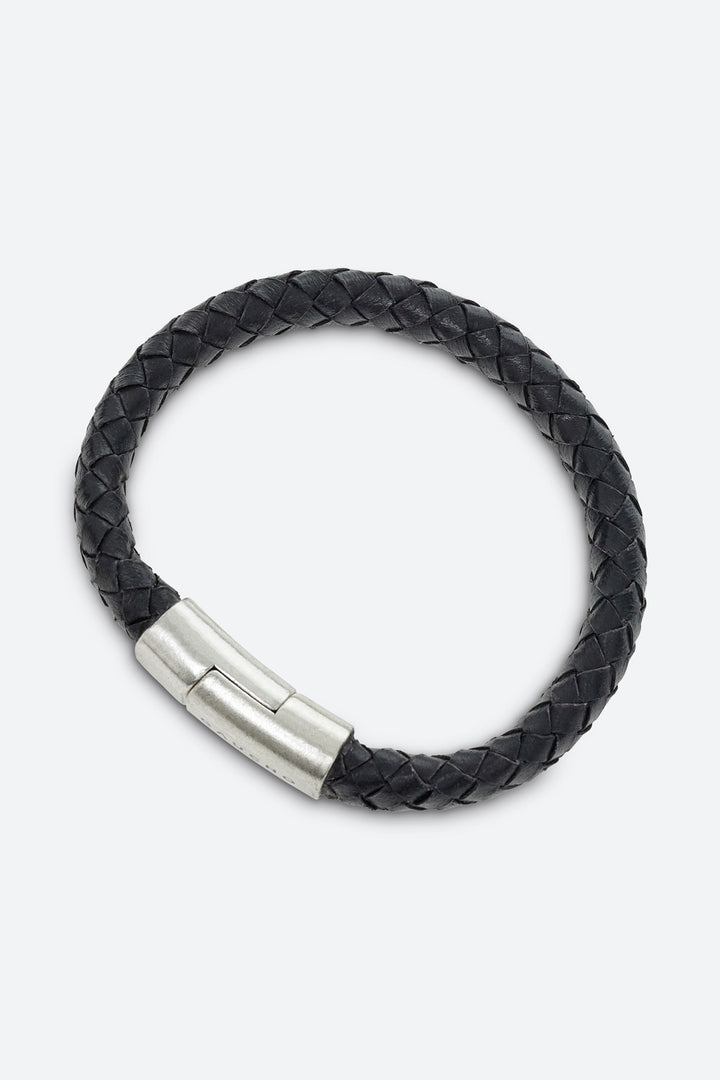 Braided Leather Bracelet in Black