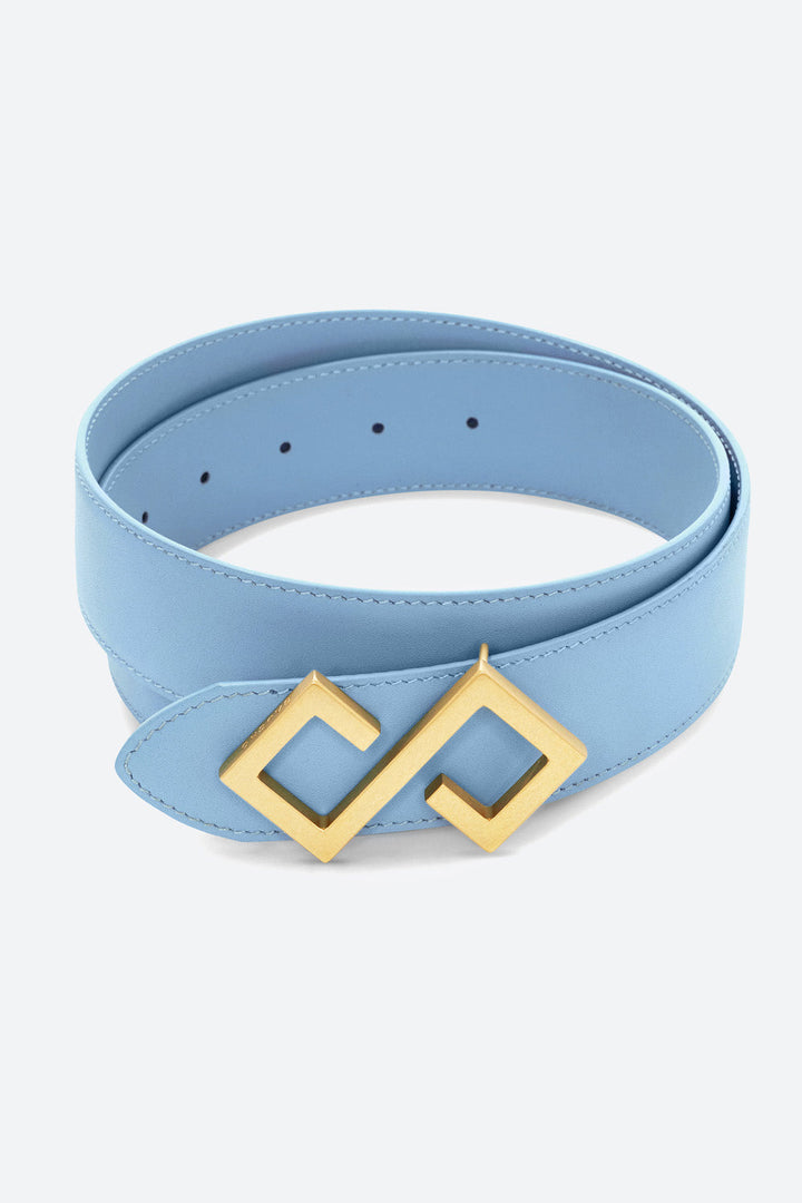 Women's Alvear Belt in Sky Blue, Brass Buckle