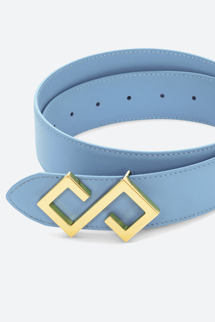 Women's Alvear Belt in Sky Blue, Gold-toned Buckle