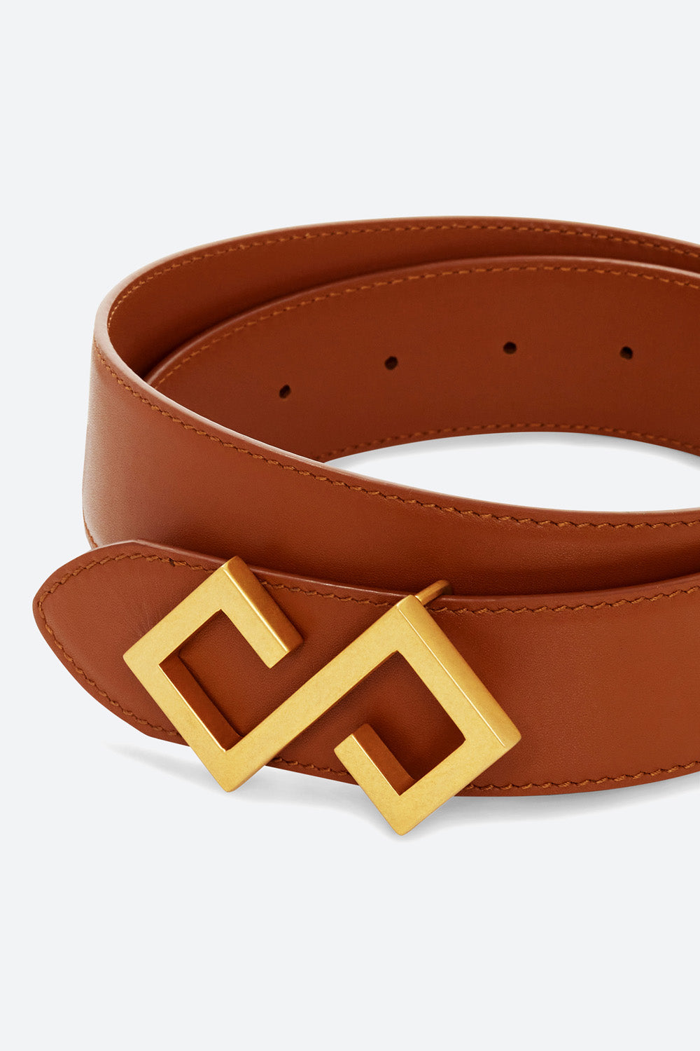 Women's Alvear Belt in Cognac, Brass Buckle