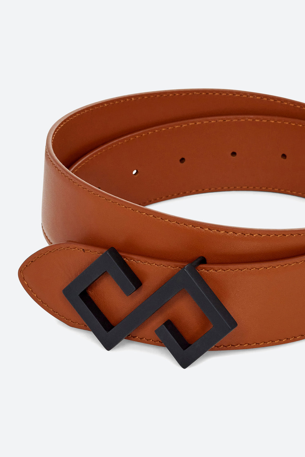 Women's Alvear Belt in Cognac, Matte Black Buckle