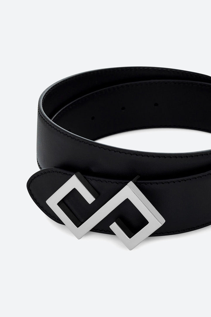 Men's Alvear Belt in Black, Silver Buckle