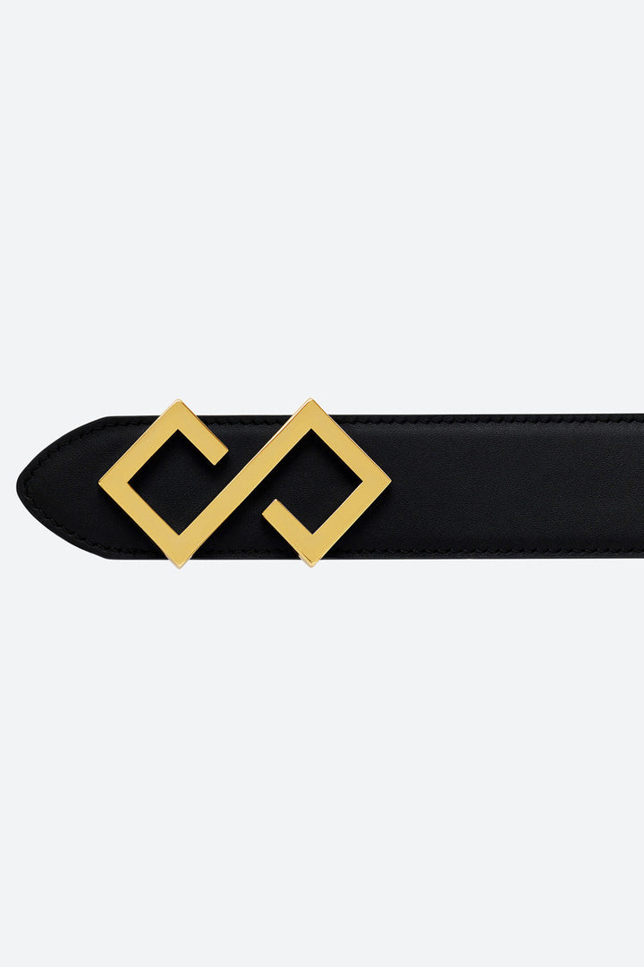 Women's Alvear Belt in Black, Brass Buckle