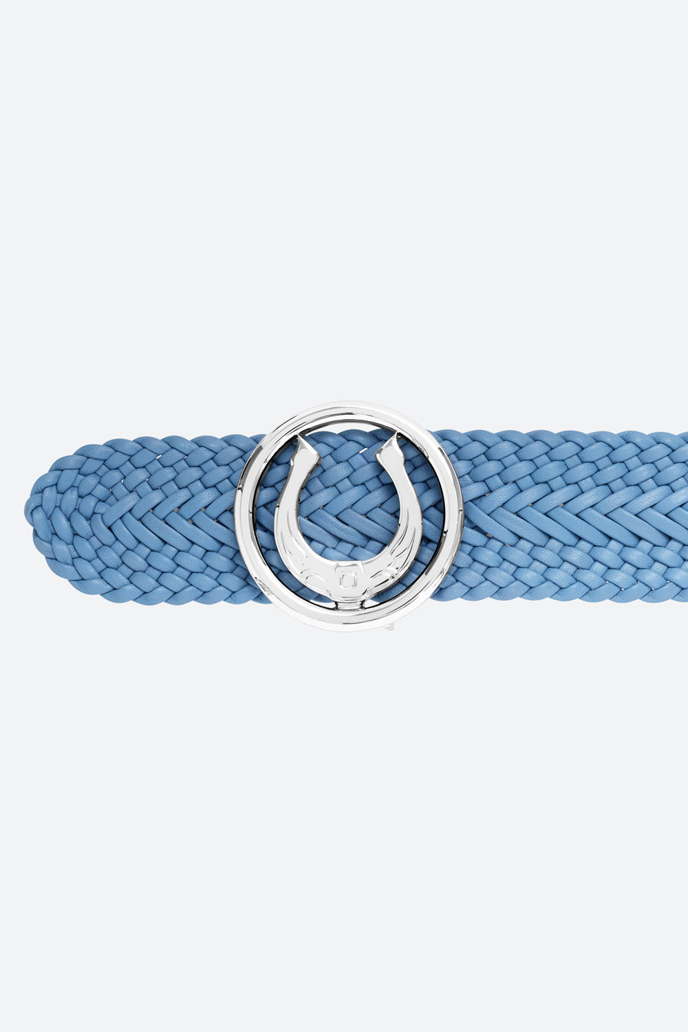 Men's Lucky Belt in Baby Blue, Silver Horseshoe Buckle