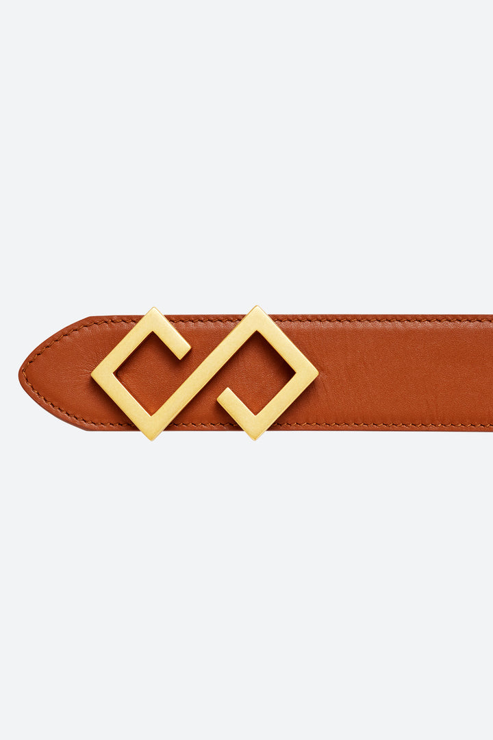 Women's Alvear Belt in Cognac, Gold-toned Buckle