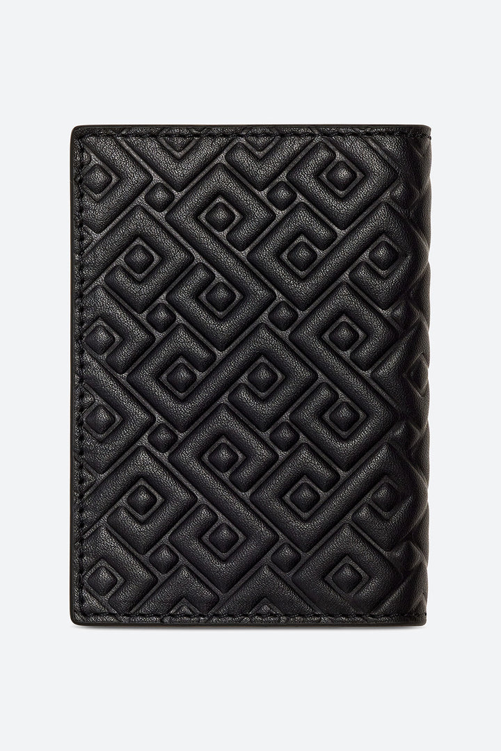Embossed Leather Card Case in Black