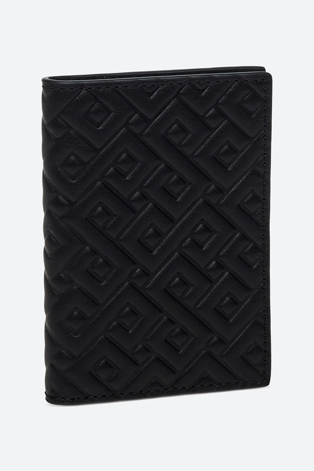 Embossed Leather Card Case in Black