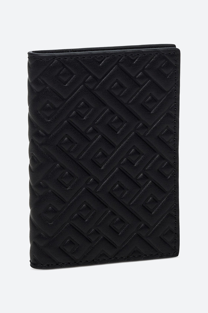 Embossed Leather Card Case in Black