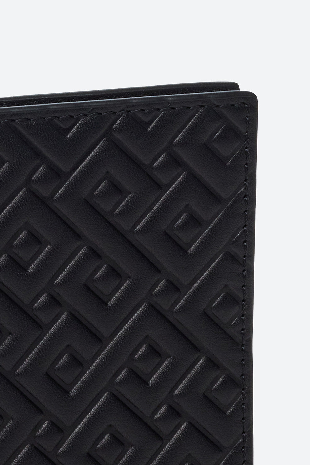 Embossed Leather Card Case in Black