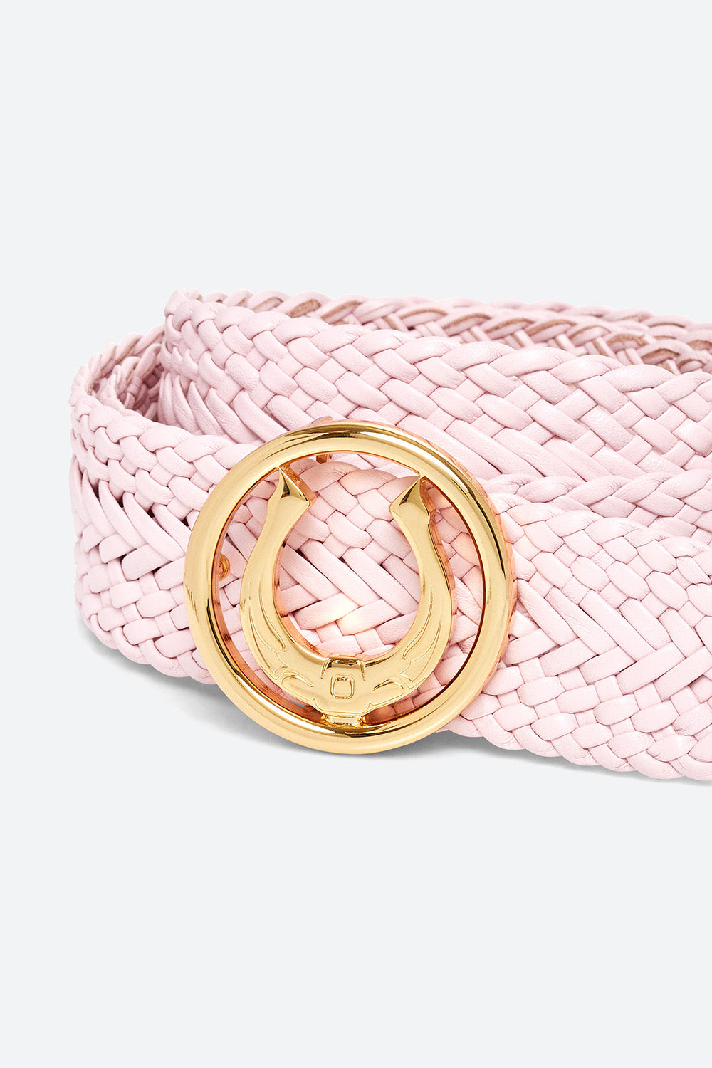 Men's Lucky Belt in Peony Pink, Polished Gold-toned Horseshoe Buckle