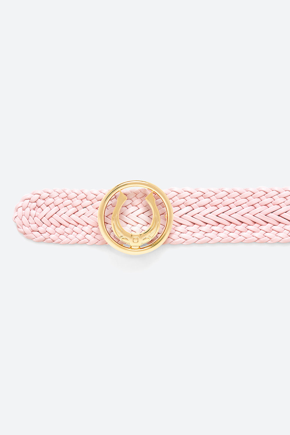 Women's Lucky Belt in Peony Pink, Polished Gold-toned Horseshoe Buckle