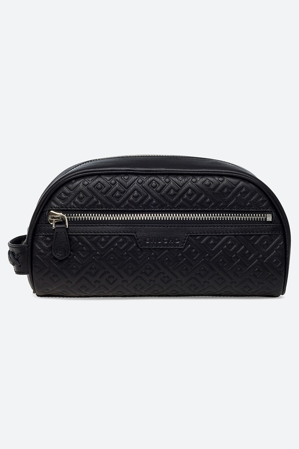 Embossed Leather Travel Case in Black