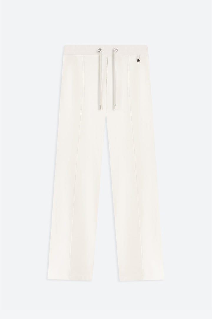 White pants with a zipper on a white background