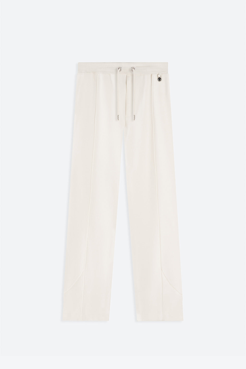 Beige pants with drawstring on a white background